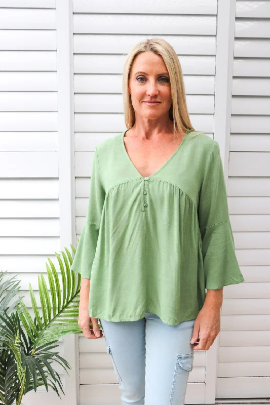 Bridgerton Top in Sage Youthful Women's Pop