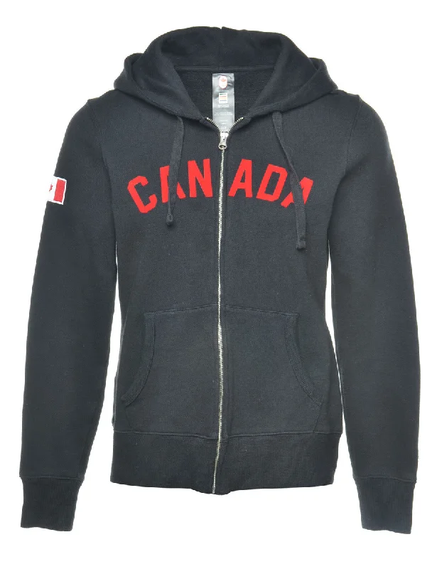 Black Canada Printed Hoodie - S Sleek Women's Metallic