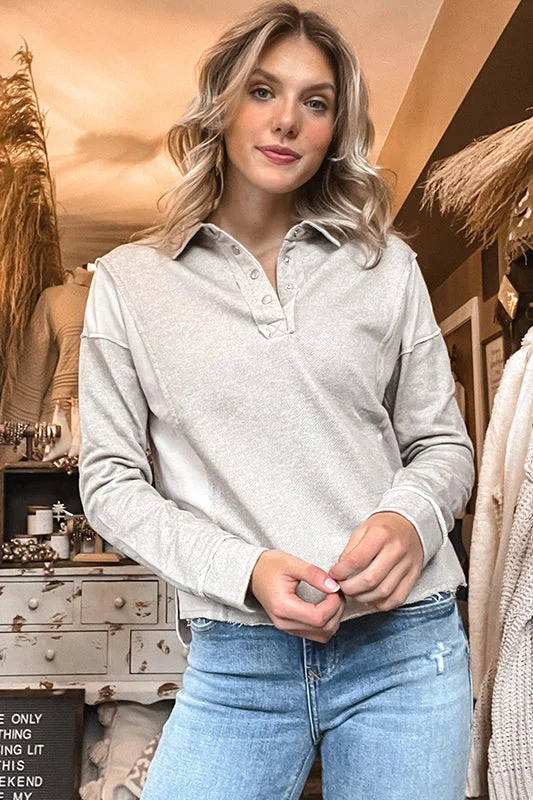 Viviane Collared Henley Monochromatic Office Style