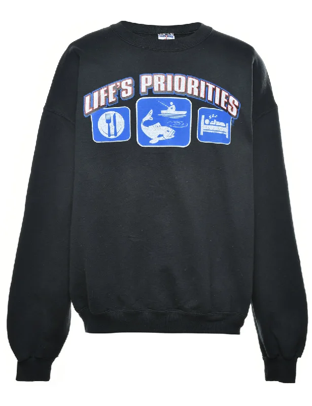 Life's Priorities Drop Shoulder Sweatshirt - M Relaxed Women's Beachy
