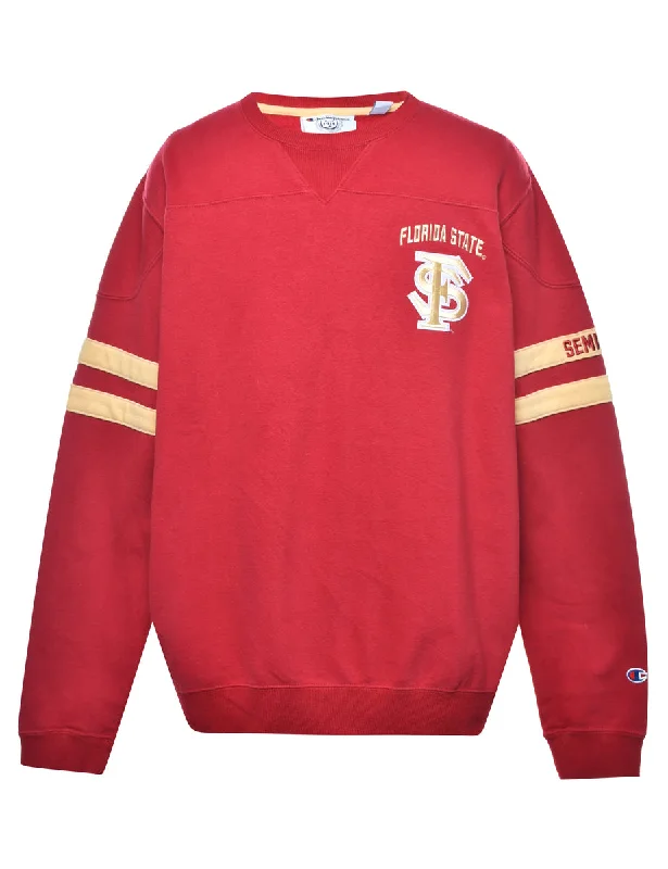 Red Plain Sweatshirt - L Practical Women's Quick - dry