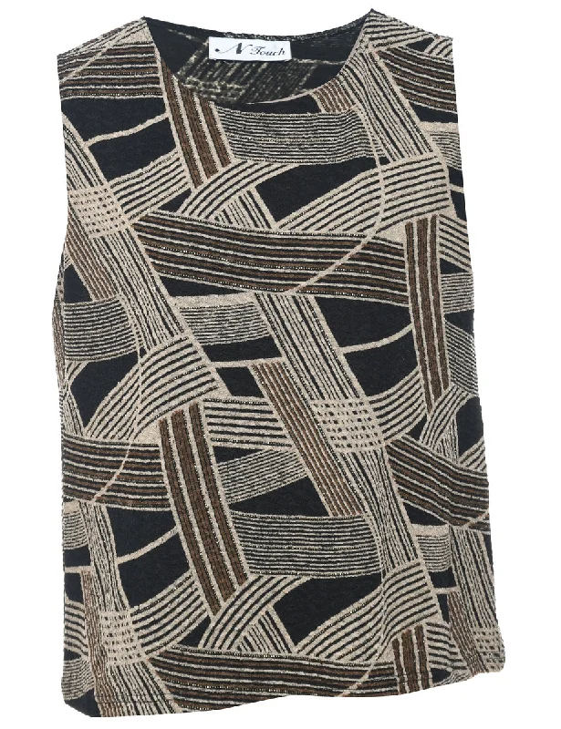Sleeveless Printed Top - L Stylish Women's Neon
