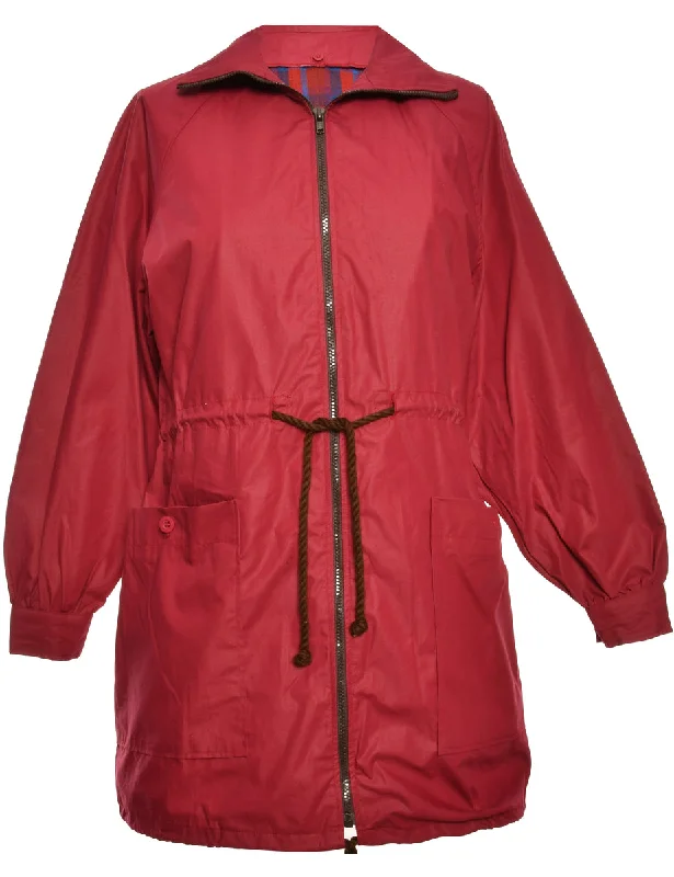 Zip-Front Maroon Classic Jacket - L Cozy Women's Winter