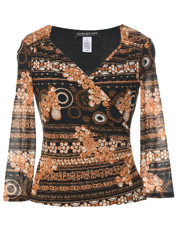 Multi-colour Top - S Preppy Women's College