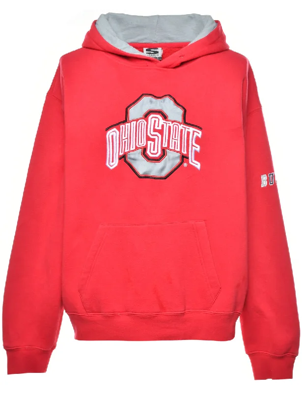 Ohio State Football Printed Patchwork Hoodie - L Trendy Women's Oversized