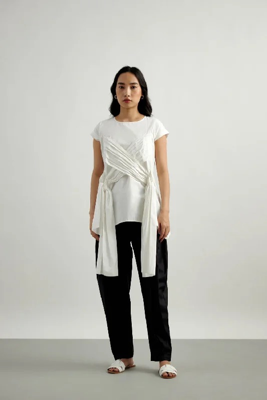 White Criss-Cross Top Laid - back Women's Style