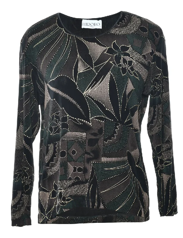 Floral Evening Top - L Athletic Women's 