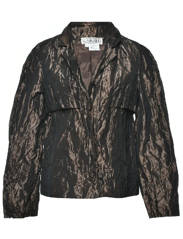Black Crinkled Evening Jacket - M Dapper Women's Bow - adorned