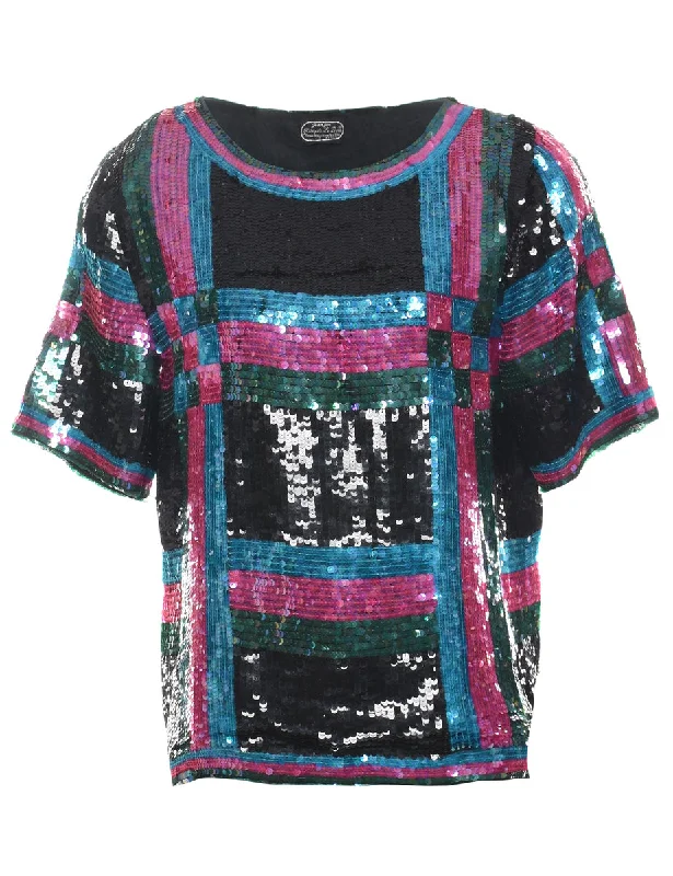 Sequined Party Top - M Athletic Women's High - 