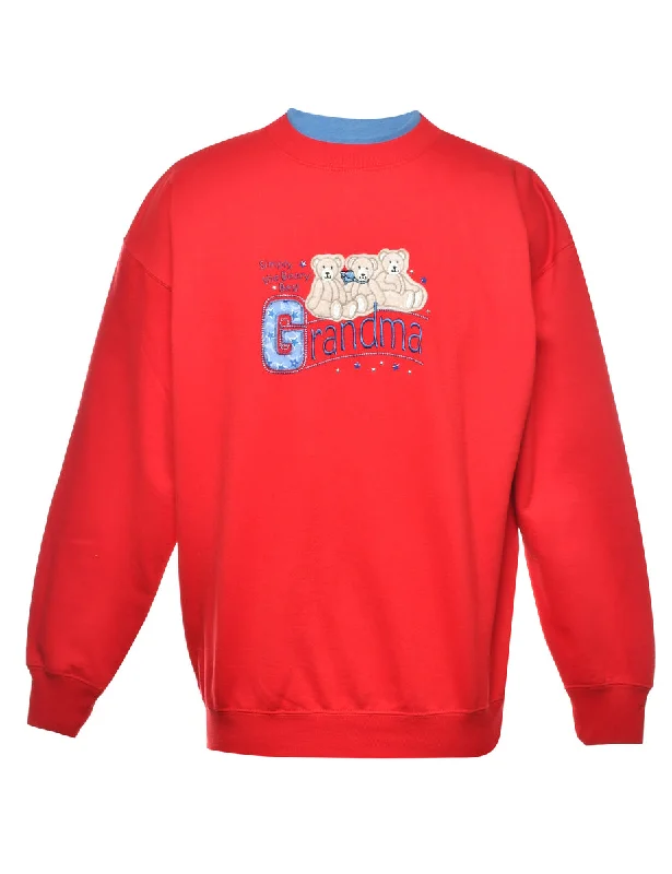 Grandma Teddy Bear Embroidered Sweatshirt - M Modern Women's 