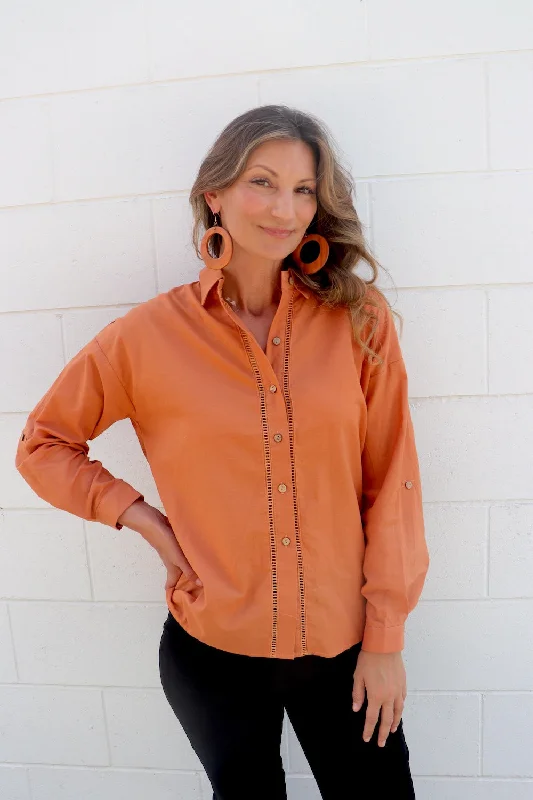 Lauren Linen Shirt in Rust Laid - back Women's Style