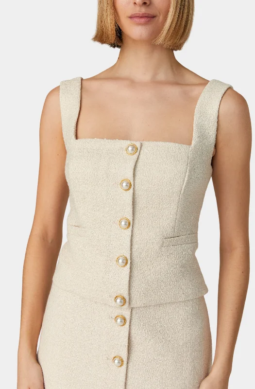 Structured Woven Button Front Top Refined Women's Hand - crafted