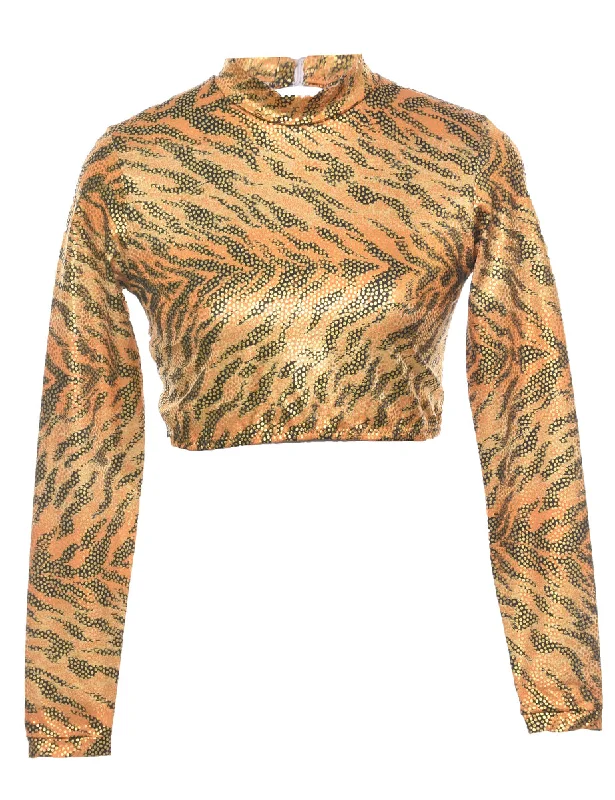 Animal Print Cropped Top - S Women