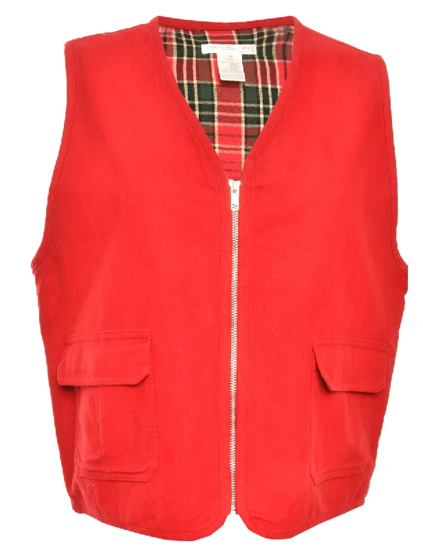 Button Front Red Jacket - M Earthy Women's Hemp - based