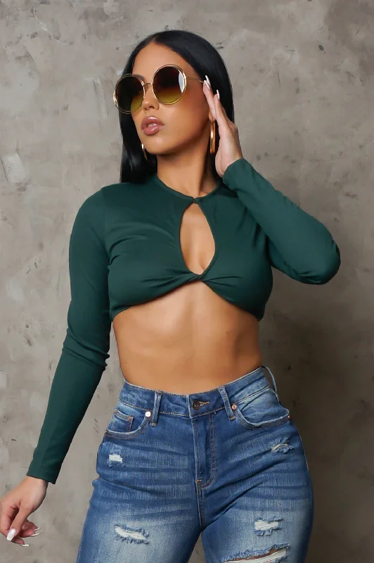 No More Lies Crop Top - Green Dapper Women's 1920S