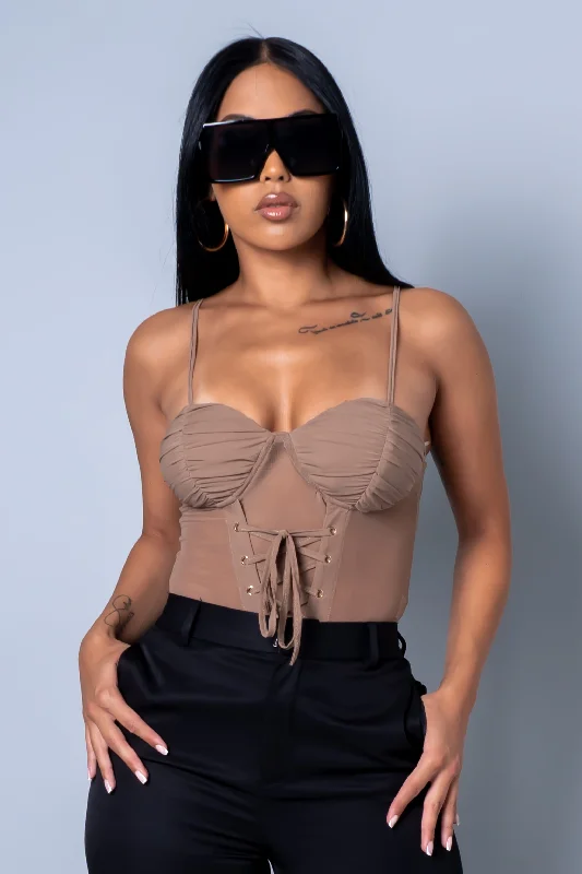 Party In The USA Bodysuit - Taupe Cashmere