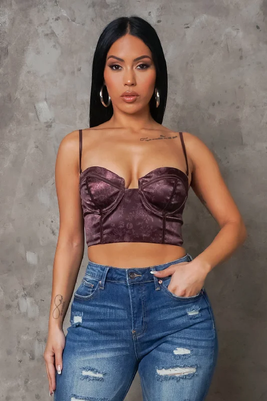 Marlene Corset Crop Top - Brown Sharp Women's Italian