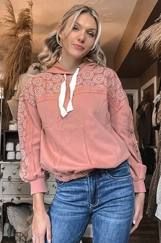 Dusty Pink Embroidered Sweatshirt Unique Women's Upcycled