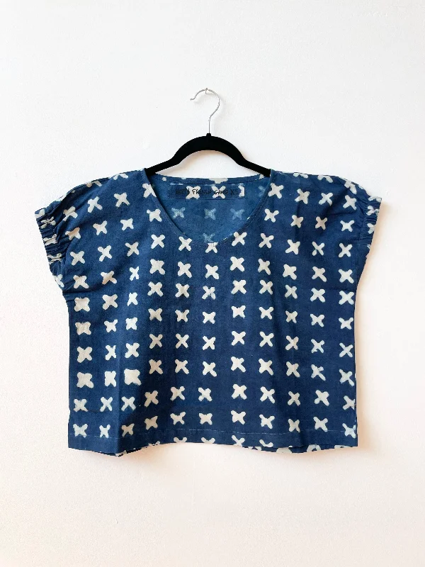 Zelia Cross Indigo Top (XS-XL) Contemporary 