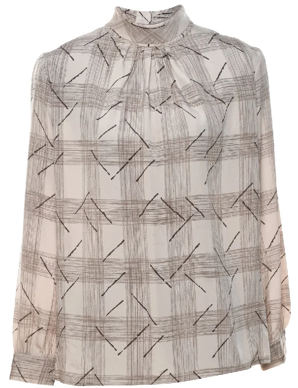 Checked Printed Top - M Hip Women's Retro
