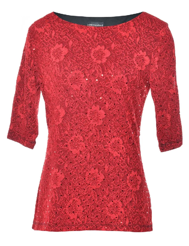 Floral Party Top - M Traditional Women's Wool
