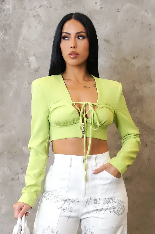 Going Crazy Crop Top - Green Practical Women's Quick - dry