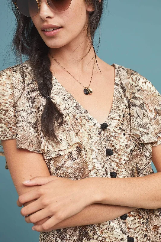 Willow Snake-Printed Blouse Cozy Women's Sherpa - lined