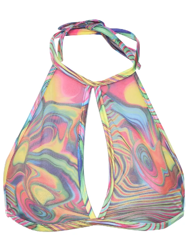 Psychedelic Print Bikni Top - XS Bohemian Women's Free