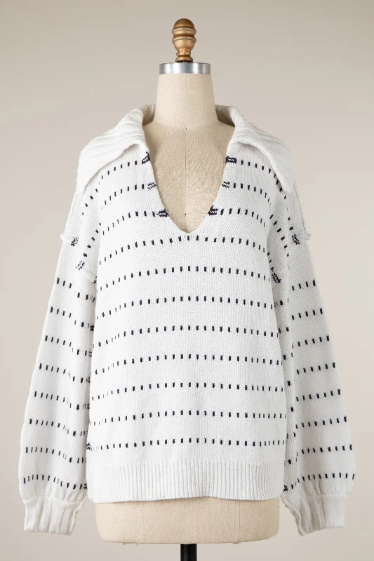 Yacht Dot Collared Sweater Bohemian Women's Free