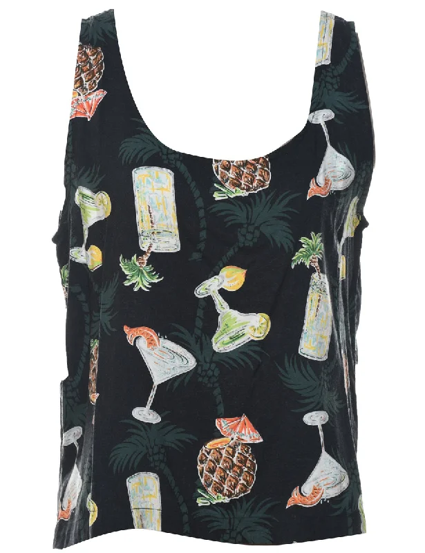 Sleeveless Printed Top - M Practical Women's Multi - 