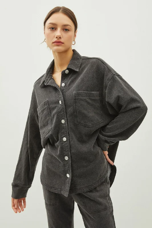 Super Soft Denim Look Shacket Cozy Women's Winter