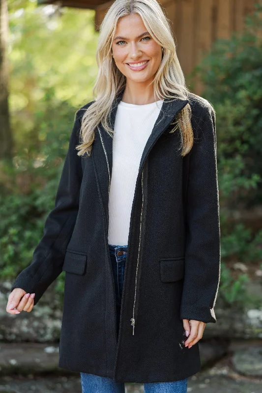 Do What You Can Black Herringbone Coat Minimalist Women's Casual