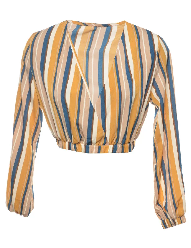Striped Pattern Cropped Top - M Dynamic Women's High - energy