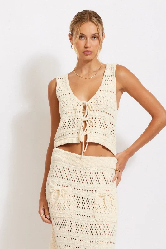 Anna Crochet Vest Top Laid - back Women's Vibe