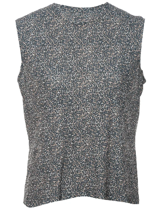 Leopard Printed Top - L Casual Women's Japanese 