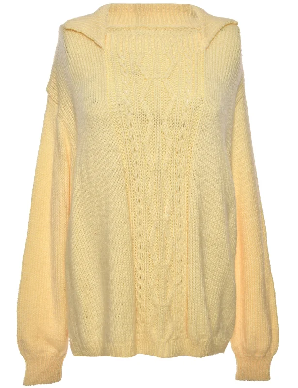 Hand Knitted Cream Jumper - L Dynamic Women's Moto