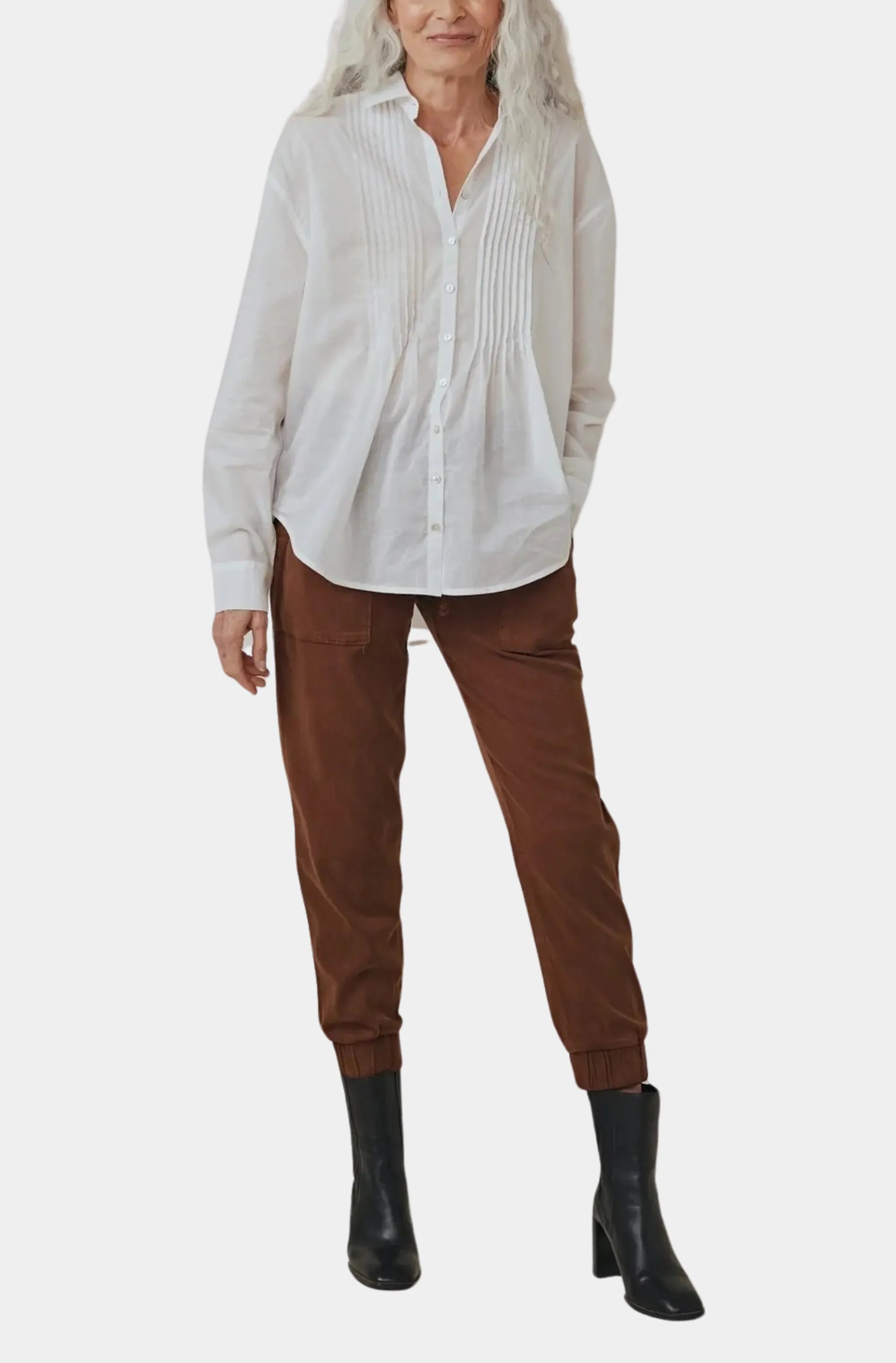Pintuck Flowy Shirt Classic Women's Tweed