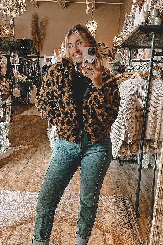 Camel Leopard Sherpa Minimalist Women's Casual