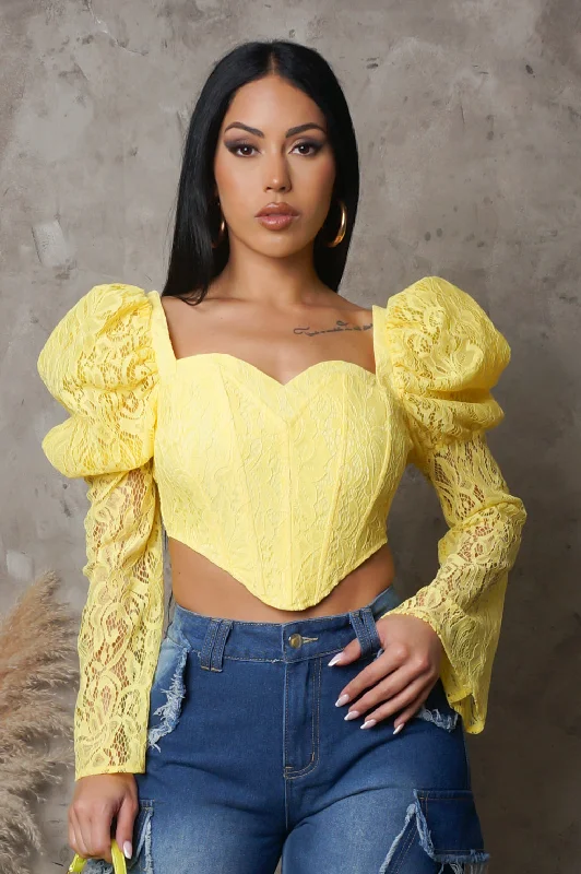 New To This Crop Top - Yellow Sophisticated Women's Tailored