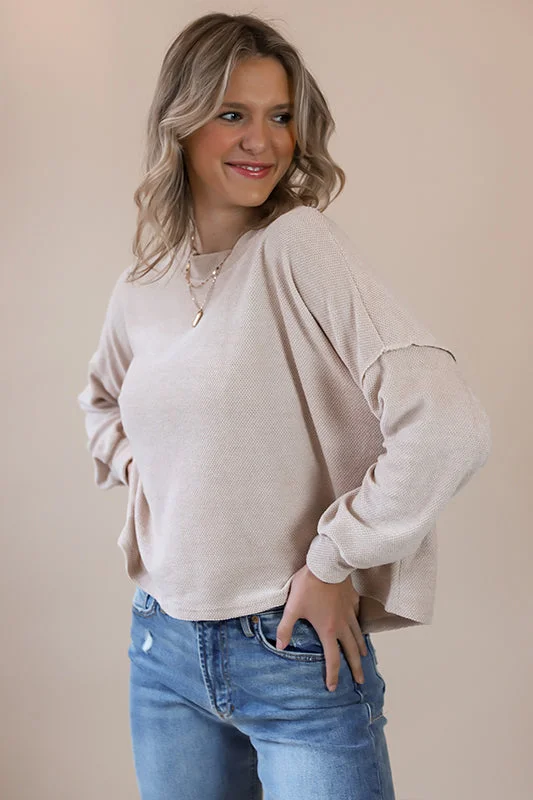 Kenny Taupe Balloon Sleeve Blouse Hip Women's Urban