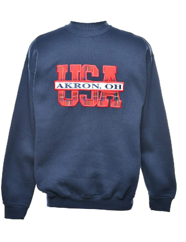 USA Printed Sweatshirt - L Preppy Women's College