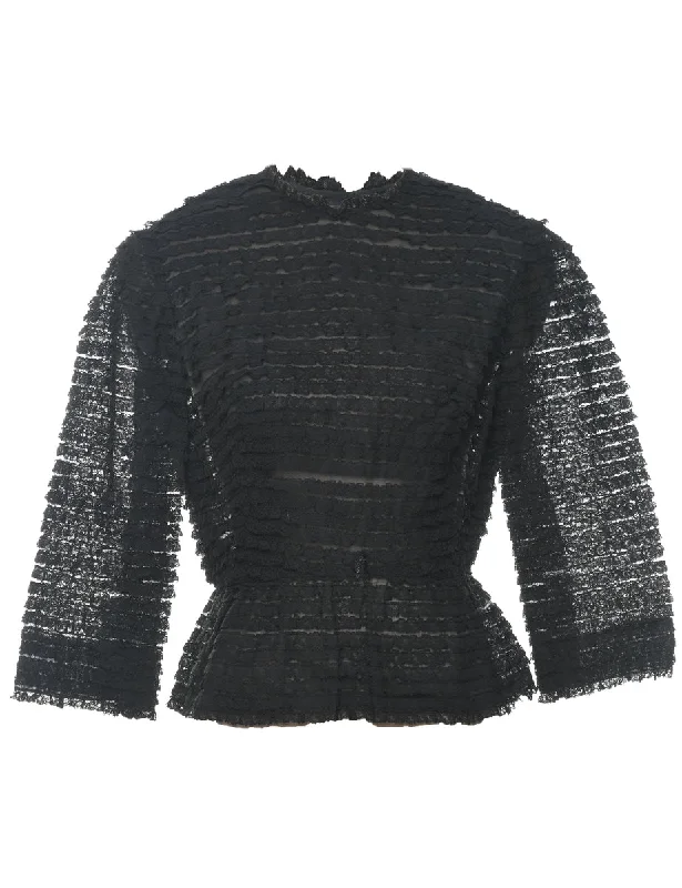 Lace Black Top - S Classic Women's Tweed