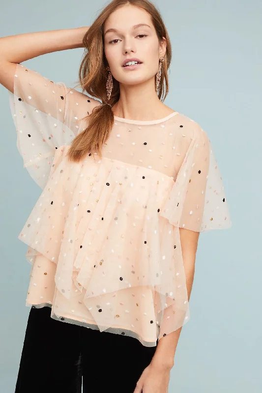 Tiered Pink Top - Polka Dot Dynamic Women's High - energy