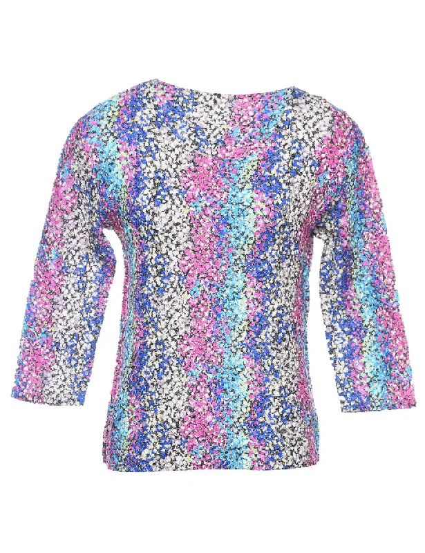 Multi-colour Y2K Abstract Design Top - M Stylish Women's Neon