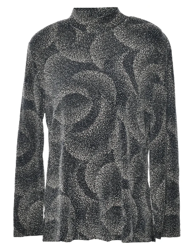 Metallic Patterned Evening Top - L Trendy Women's 