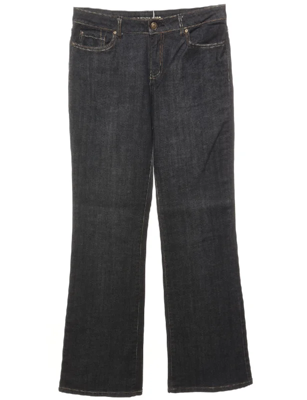 Black Straight Fit Jeans - W32 L32 Sharp Women's Italian