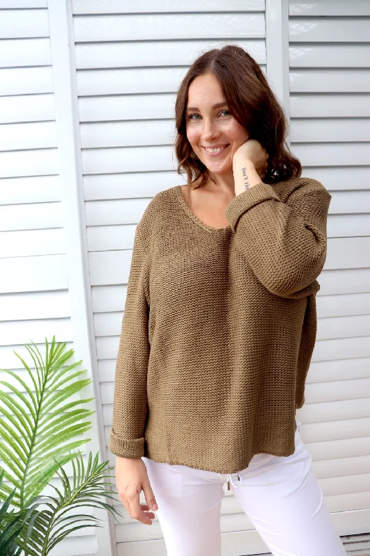 Alex Knit Sweater in Khaki Earthy Women's 