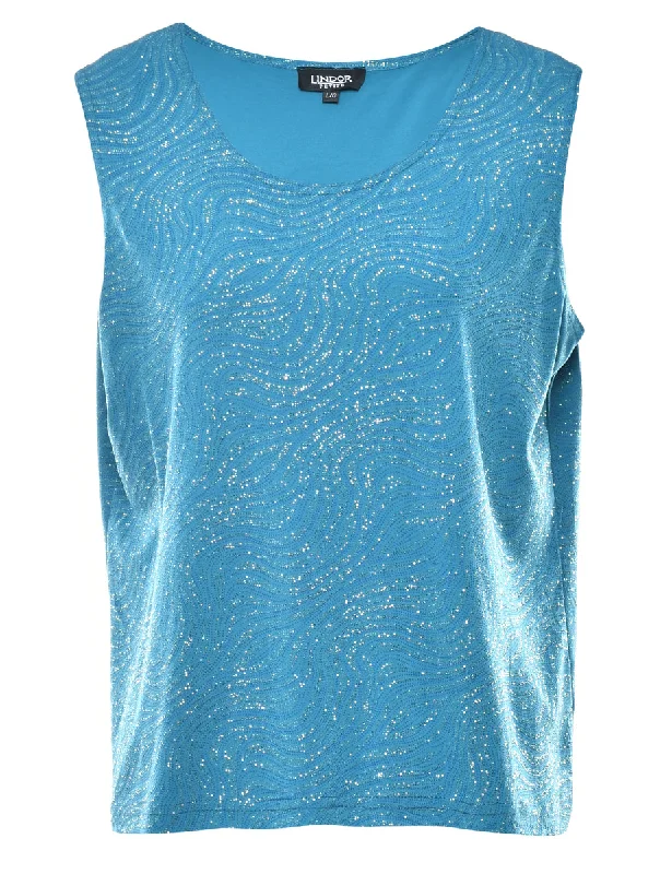 Petites Metallic Evening Top - L Vintage Women's 1970S 