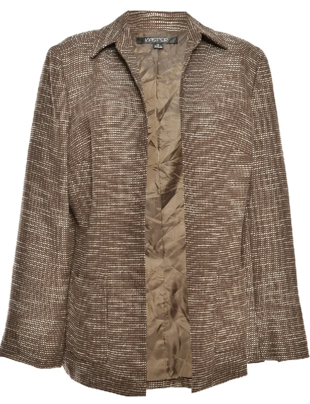 Brown Patterned Classic Jacket - L Sporty Women's Tennis