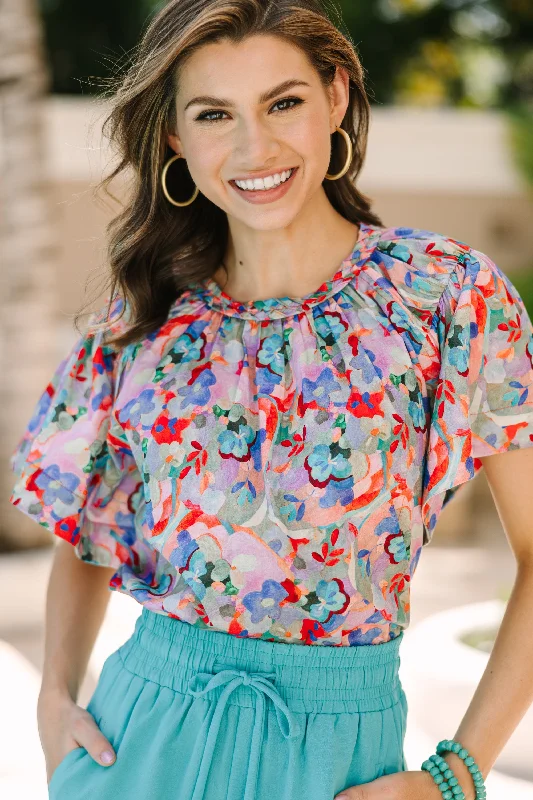 Have An Adventure Red Ditsy Floral Blouse Monochromatic All - in - one